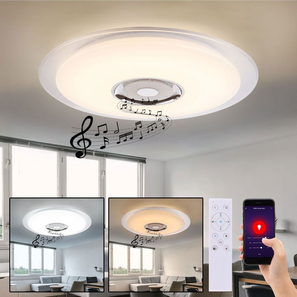 Rgb Led Bluetooth Lautsprecher Decken Lampe Dimmer Fernbedienung Kristall  Leuchte Globo 41341-36 | Etc Shop regarding Badezimmer Lampe Bluetooth